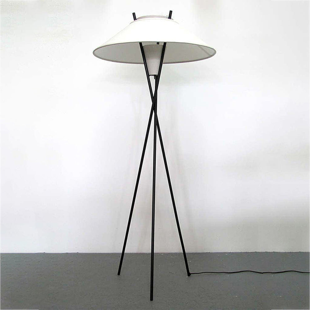 Arisha Lampadaire Trépied Simple, Métal/Tissu, Blanc, Chambre/Salon