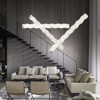 Arisha Suspension Linéaire Moderne, Metal/PET, Blanc, Salon