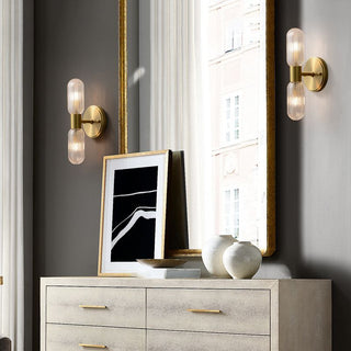 Valentina Applique Murale Luxe à Double Lumières, Métal/Verre, Or, Chambre