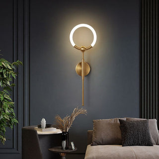 Arisha Applique Murale Simple Ronde, Métal/Acrylique, Noir/Or, Salon