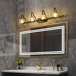 Kristy Applique Murale Miroir Bol Vintage, Métal/Cristal, Noir, Salle de Bain
