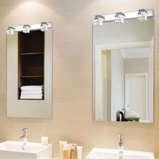 Arisha Applique Murale à Miroir Carrée Moderne, Métal/Cristal, Argent, Salle de Bain