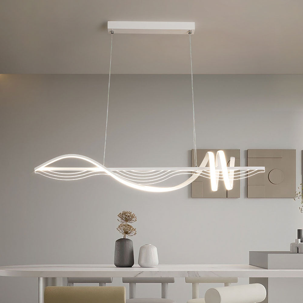 Arisha Style Géométrique Contemporain Linéaire Métal Suspension Blanc/Noir