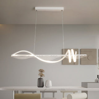 Arisha Style Géométrique Contemporain Linéaire Métal Suspension Blanc/Noir