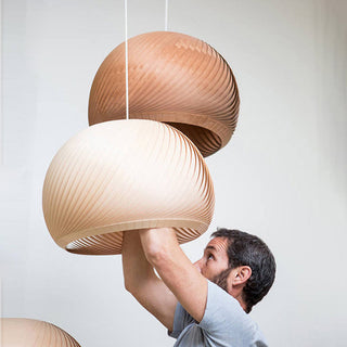 Muto Suspension Globe Naturel, Bois/Metal, Marron/Bois, Salon