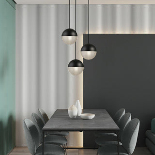Valentina Suspenison Boule Contemporaine, Métal/Verre, Noir/Or, Bar/Salon/Chambre