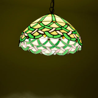 Tiffany Vintage Ligne Gemmes Cône Suspension Verre Métal Salon