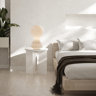 Ritta Lampe de Table Simple, Métal/Soie, Blanc, Chambre à Coucher