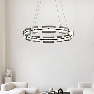 Arisha Suspension Anneau Simple, Cuivre/Verre, Noir/Or, Salon/Chambre