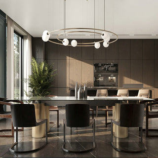 Valentina Suspension Anneau Moderne, Métal/Verre, Noir/Doré, Salon