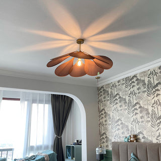 Ritta Suspension Petale Moderne, Metal/Tissu, Blanc/Marron, Salon
