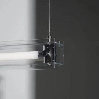Ray Suspension Linéaire Classique, Métal/Verre, Blanc, Salle à Manger/Chevet