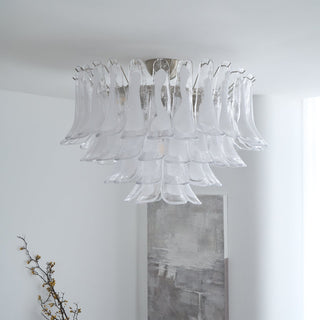 Aurora Plafonnier Transparent Verre Vague Superposé Élégant