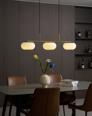Lustra Suspension Lampe Linéaire à 3 Lumières en Forme de Globe
