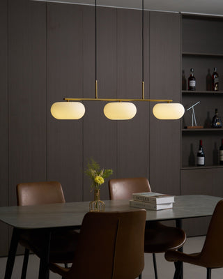 Lustra Suspension Lampe Linéaire à 3 Lumières en Forme de Globe