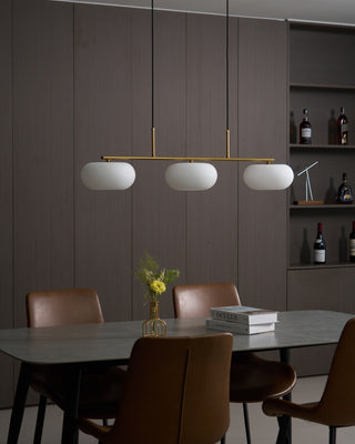 Lustra Suspension Lampe Linéaire à 3 Lumières en Forme de Globe