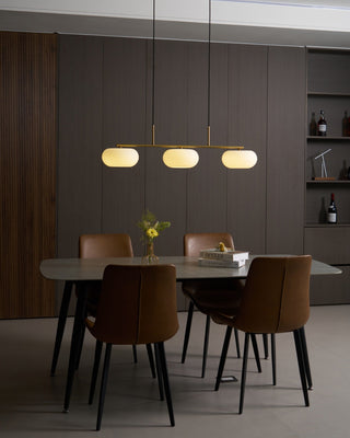 Lustra Suspension Lampe Linéaire à 3 Lumières en Forme de Globe
