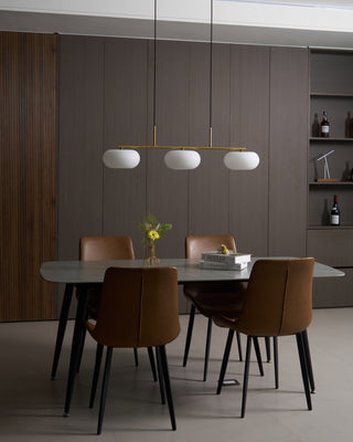 Lustra Suspension Lampe Linéaire à 3 Lumières en Forme de Globe