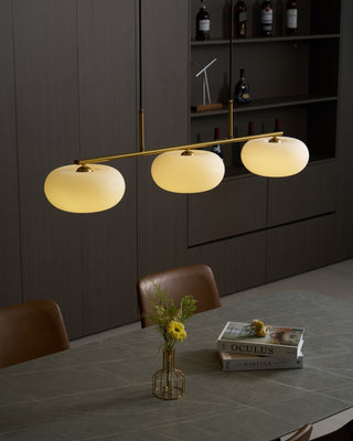 Lustra Suspension Lampe Linéaire à 3 Lumières en Forme de Globe