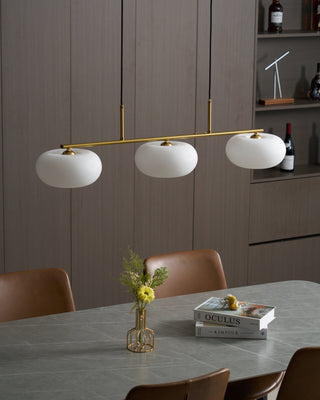 Lustra Suspension Lampe Linéaire à 3 Lumières en Forme de Globe