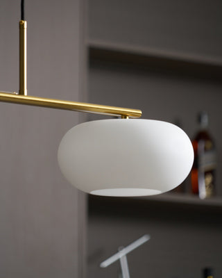 Lustra Suspension Lampe Linéaire à 3 Lumières en Forme de Globe
