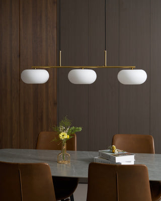 Lustra Suspension Lampe Linéaire à 3 Lumières en Forme de Globe