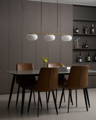 Lustra Suspension Lampe Linéaire à 3 Lumières en Forme de Globe