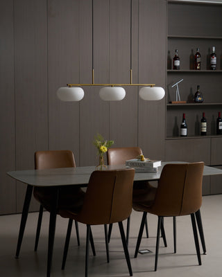 Lustra Suspension Lampe Linéaire à 3 Lumières en Forme de Globe