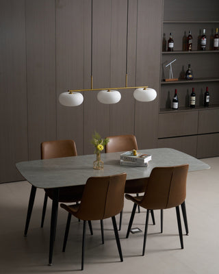 Lustra Suspension Lampe Linéaire à 3 Lumières en Forme de Globe