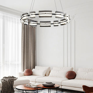 Arisha Suspension Anneau Simple, Cuivre/Verre, Noir/Or, Salon/Chambre