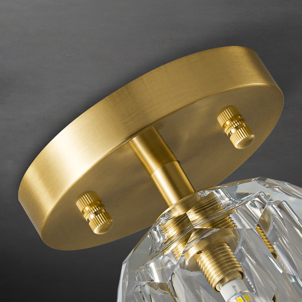 Kristy Plafonnier Diamant Cristal, Métal/Cristal, Doré, Salon