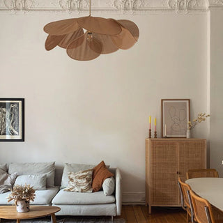 Ritta Suspension Petale Moderne, Metal/Tissu, Blanc/Marron, Salon