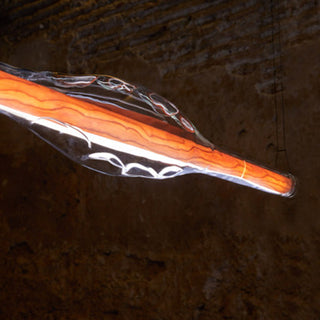Ray Suspension Linéaire Industrielle, Métal /Acrylique, Rouge/Marron, Salon