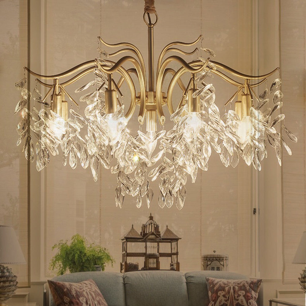 Kristy Suspension Multi Luxueux, Cristal/Cuivre, Noir/Or, Salon