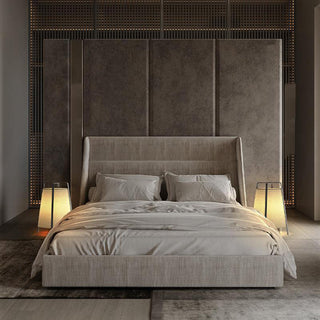 Ritta Lampadaire Dôme Nordique, Métal/Tissu, Beige, Chambre à Coucher