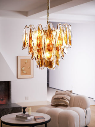 Aurora Lustre Ambre Feuille Verre Superposé Organique Chaleur