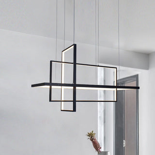 Arisha Lustre Rectangulaire Moderne, Métal/Gel de Silice, Noir/Blanc, Salon