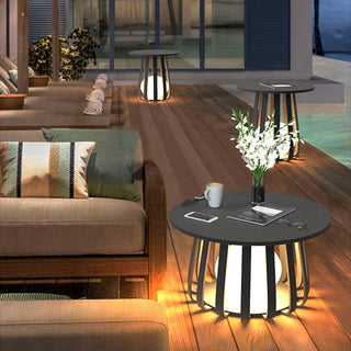 Ray Lampadaire Table Moderne, Métal, Noir, Extérieur