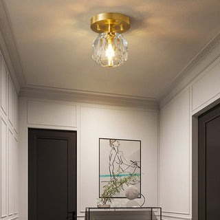 Kristy Plafonnier Diamant Cristal, Métal/Cristal, Doré, Salon