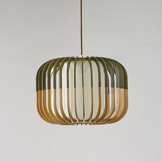 Muto Suspension cylindre Rustique, Bois/Tissu, Vert/Marron, Chamber à Coucher