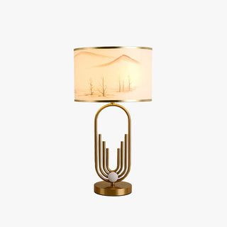Mira Lampe de Table/Lampadaire Paysage Moderne, Métal/Tissu, Or, Salon