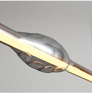 Ray Suspension Linéaire Industrielle, Métal /Acrylique, Rouge/Marron, Salon