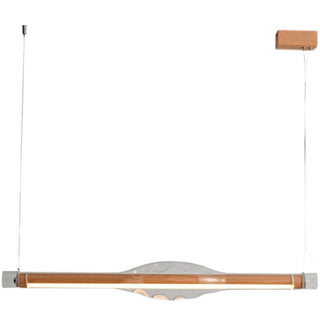 Ray Suspension Linéaire Industrielle, Métal /Acrylique, Rouge/Marron, Salon