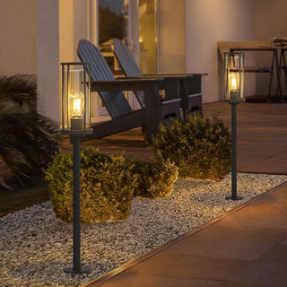 Ray Borne Extérieure Cylindre Moderne, Métal/Acrylique, Noir, Jardin
