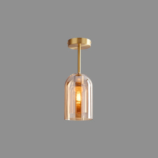 Arisha Plafonnier Cylindre Moderne, Cuivre/Verre, Cognac/Gris Fumé, Salon