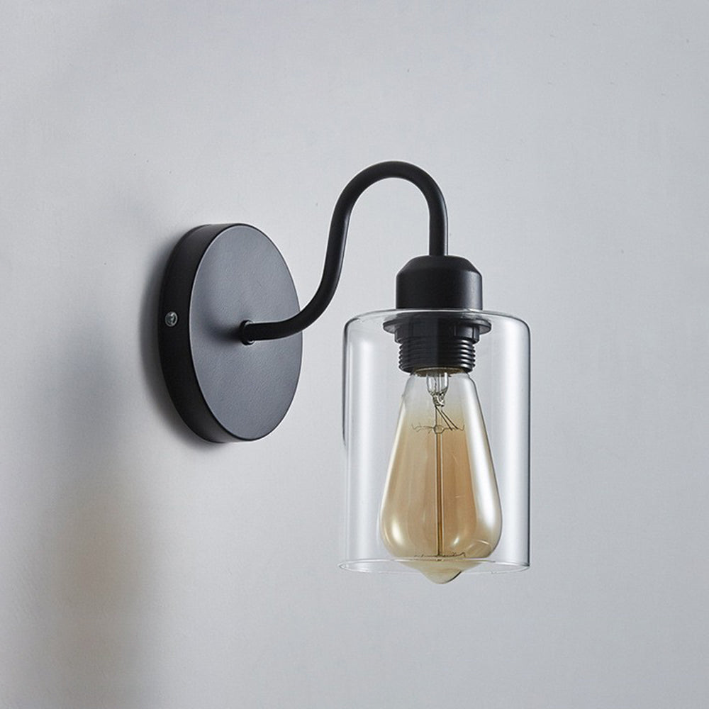 Silva Applique Murale Cylindre Rétro, Métal/Verre, Noir, Chambre