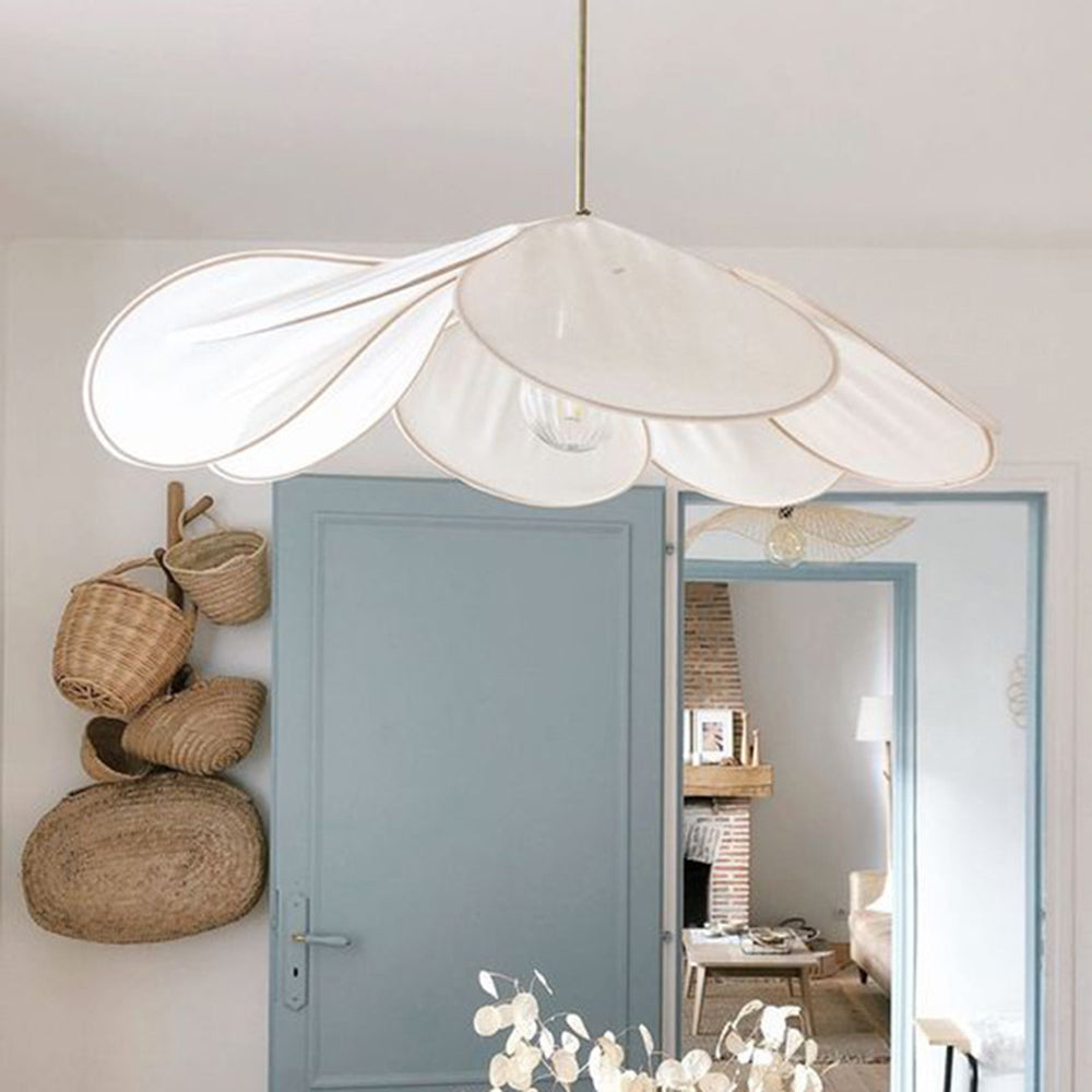 Ritta Suspension Petale Moderne, Metal/Tissu, Blanc/Marron, Salon