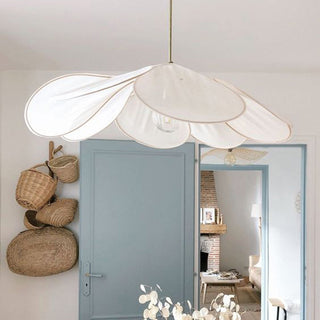 Ritta Suspension Petale Moderne, Metal/Tissu, Blanc/Marron, Salon