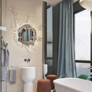 Kristy Applique Murale Rond Moderne, Résine/Métal, Or/Argent, Salle de Bain