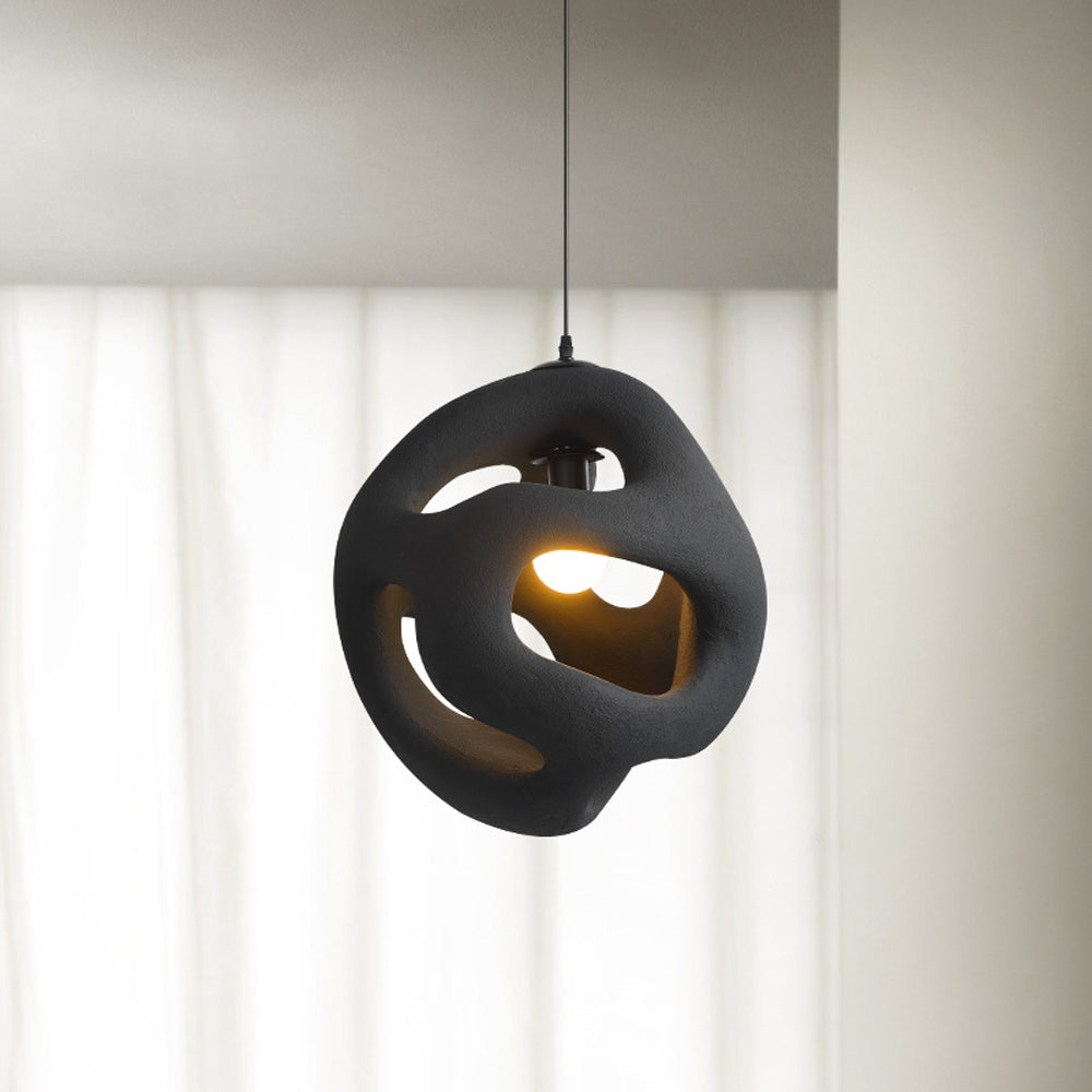 Avi Suspension Globe Moderne, Métal/Résine, Blanc/Noir, Bar/Salle de Séjour